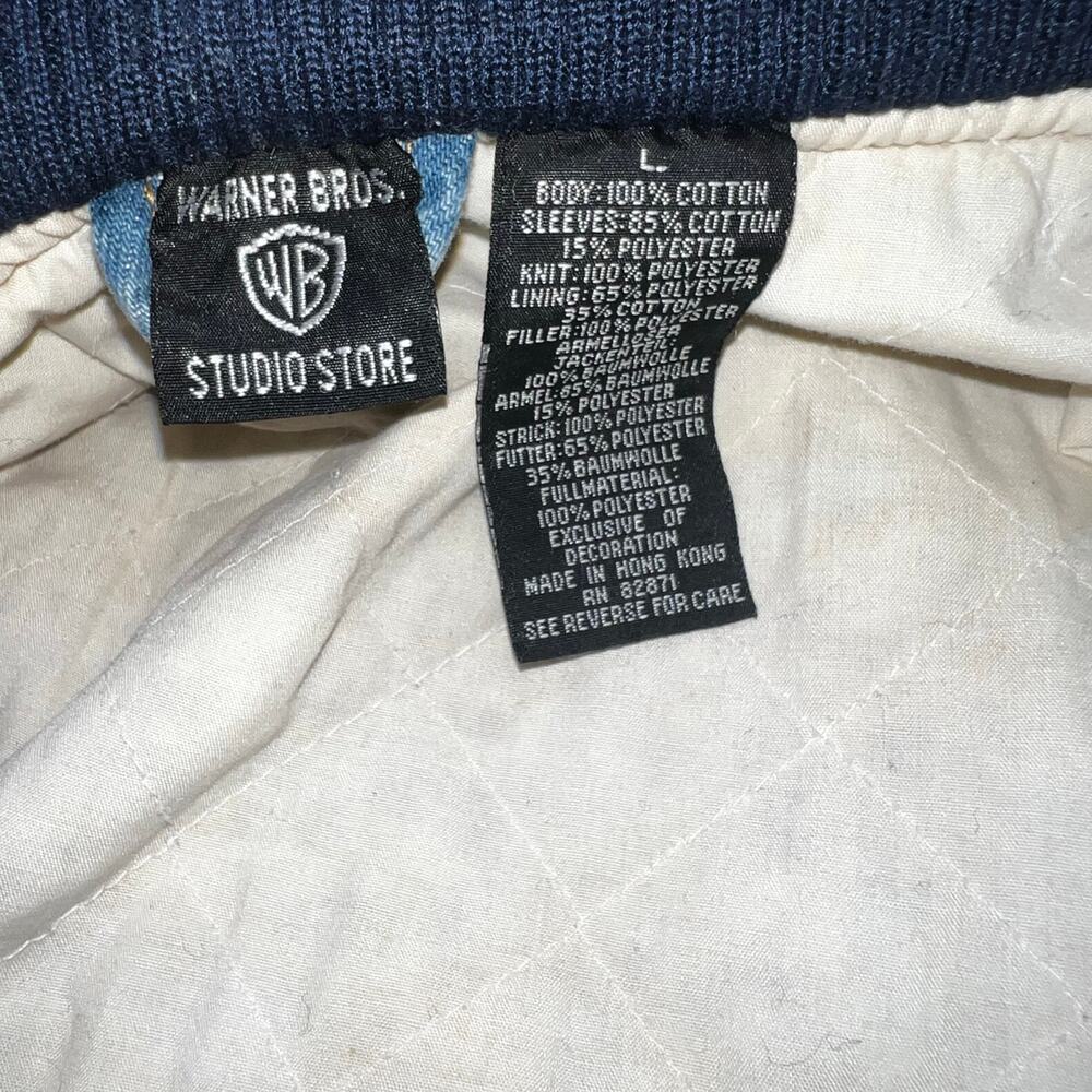 Vintage 90s Looney Tunes Vintage Denim Varisity jacket embroidered size large - Picture 13 of 14